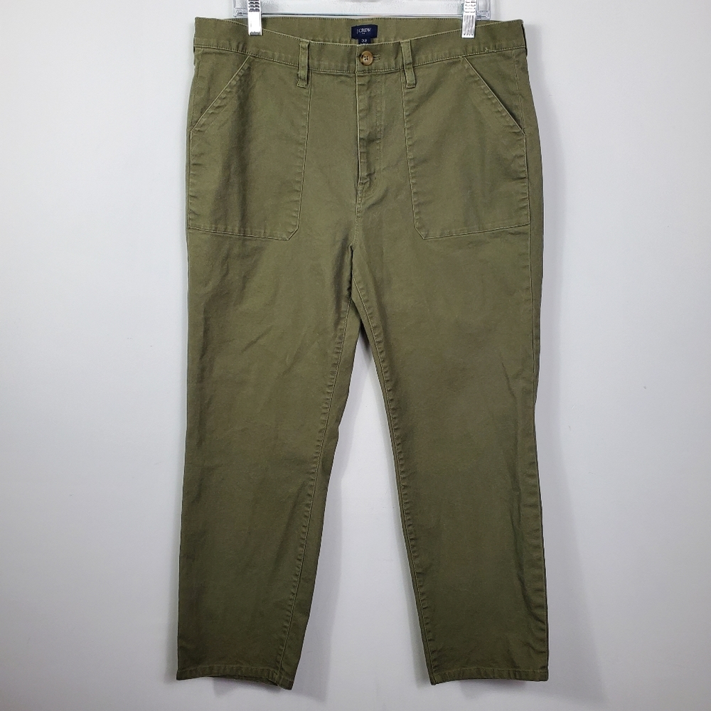 J. Crew Olive Green Utility Style Pant Womens Size 32 Straight Leg